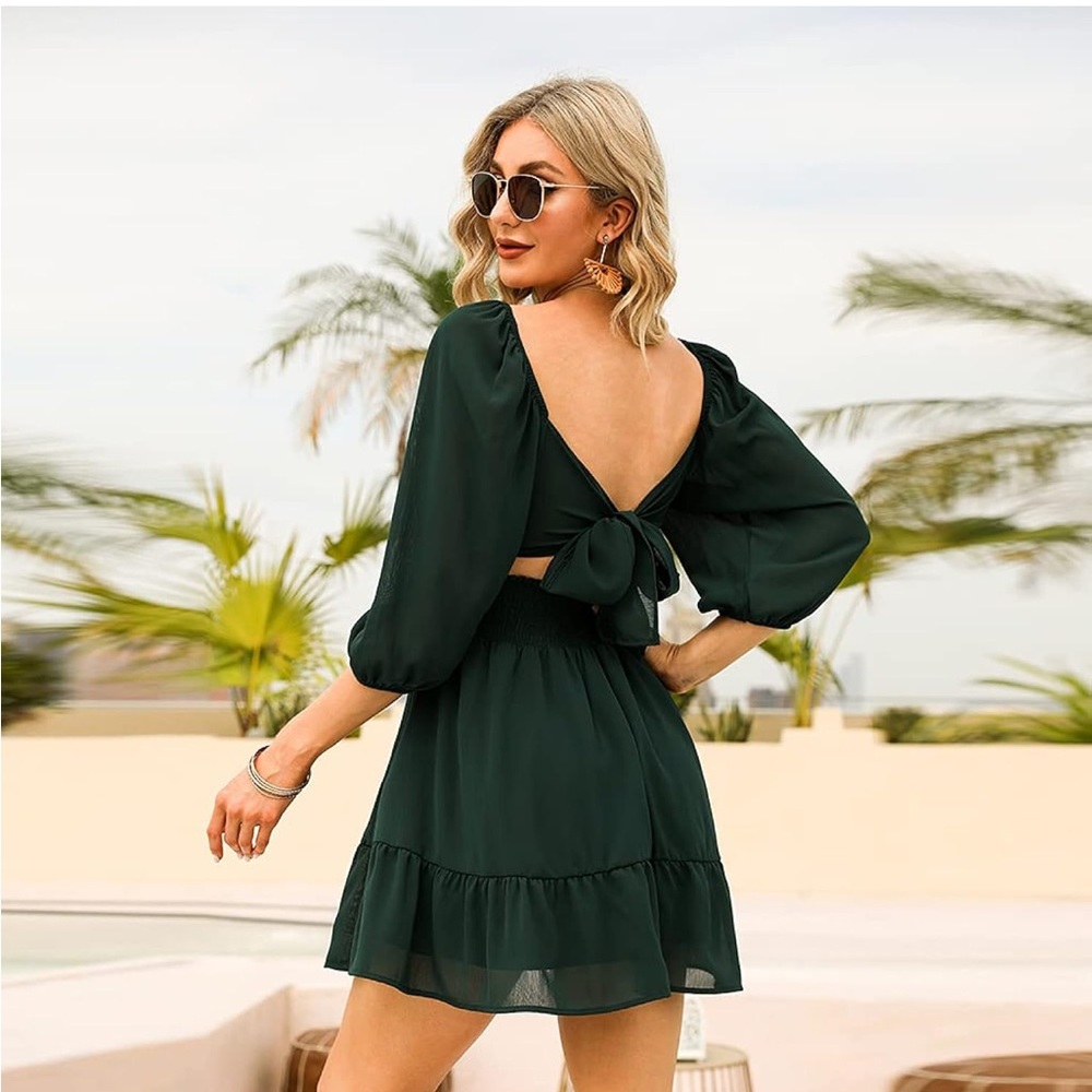 NWT Green Bow Dress- M